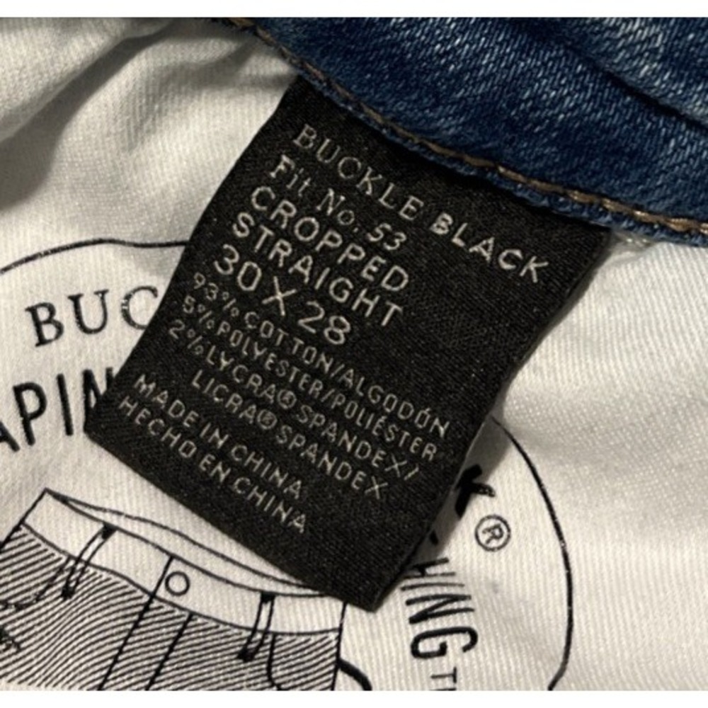 Buckle Black Fit No. 53 Cropped Straight Mid Rise Distressed Jeans Size 30x28 - Picture 6 of 10